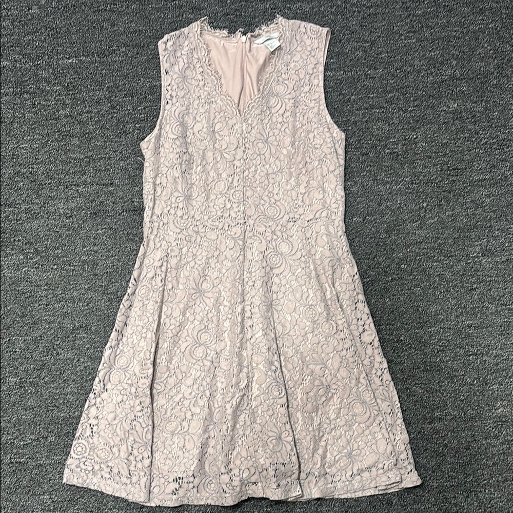 H&M Dusty Pink V-Neck Sleeveless Fit and Flare Mini Dress